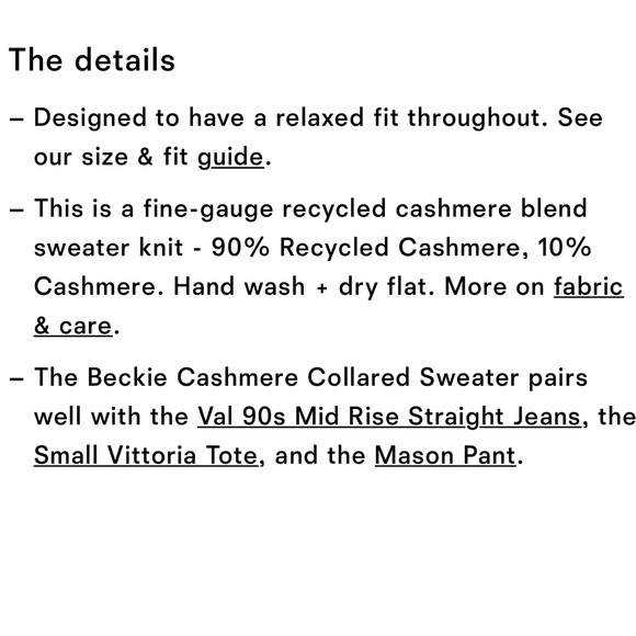 Reformation Beckie Cashmere Collared Sweater - Picture 14 of 14